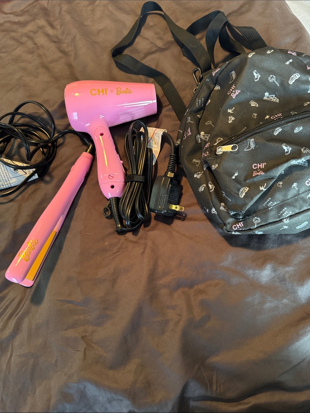 CHI Barbie Pink Travel Hair Dryer & Flat Iron Set